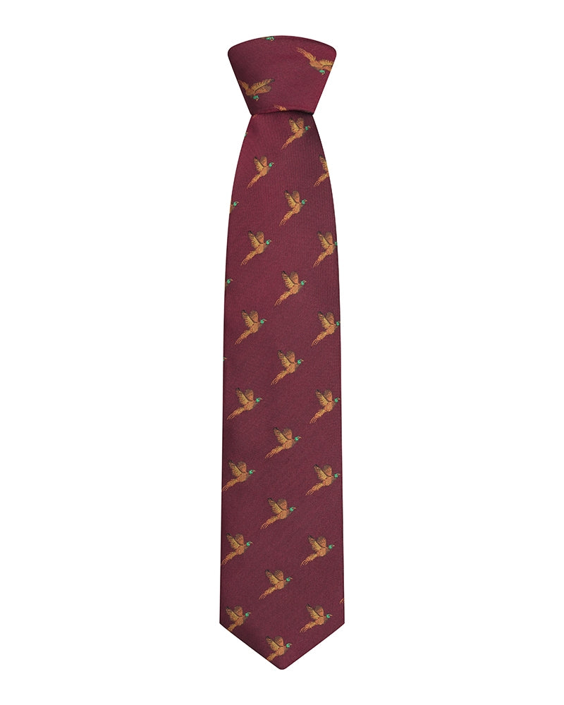 Hoggs of Fife Silk Woven Tie with Pheasants (Boxed)