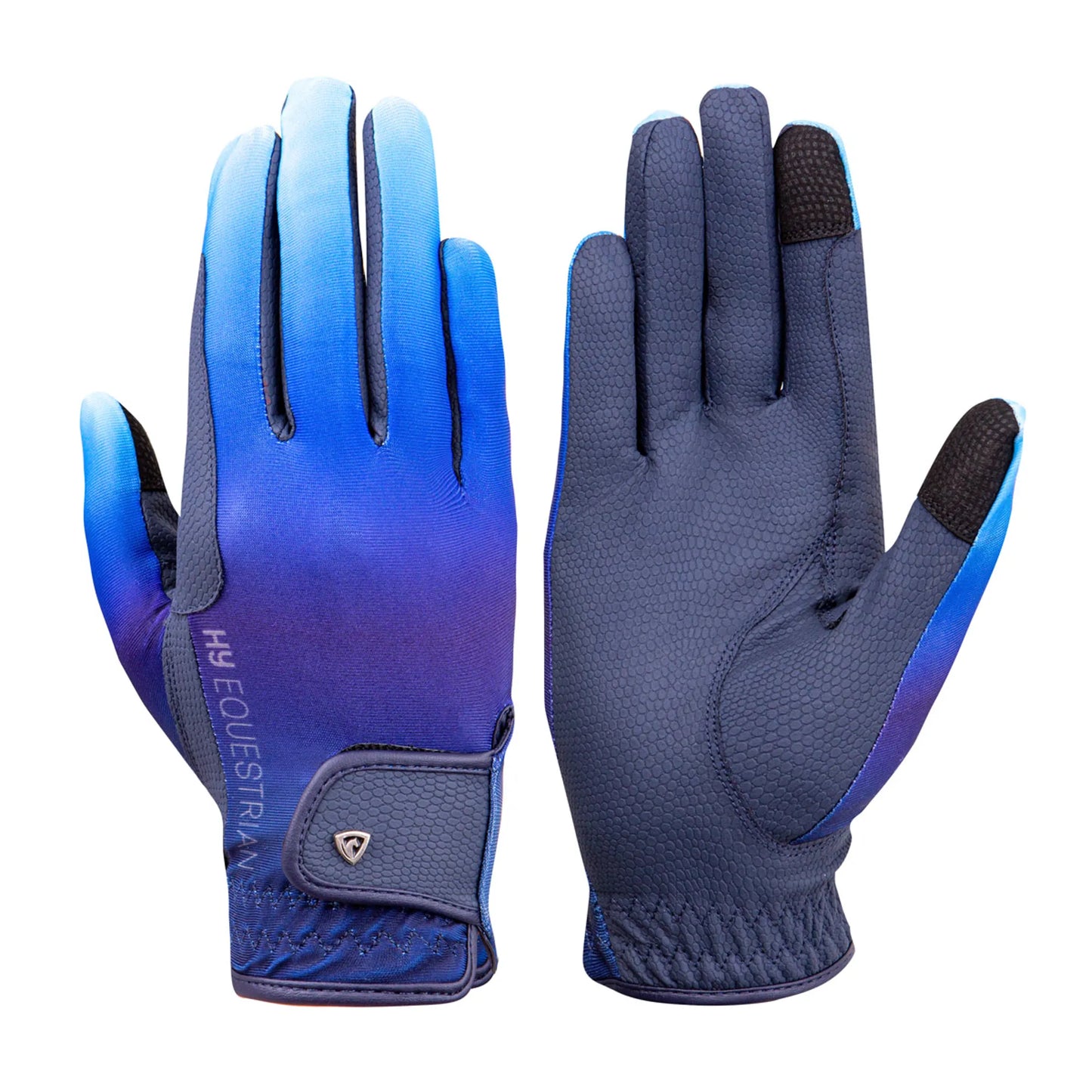 HY Equestrian Ombre Junior Riding Gloves - Navy/Vibrant