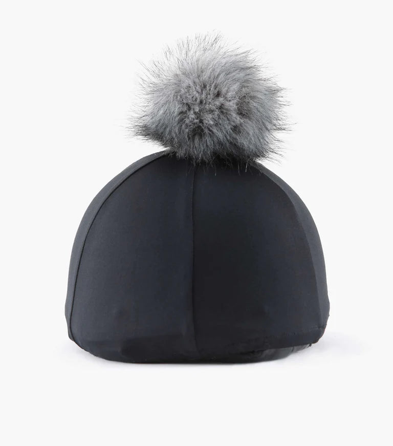 Jersey Hat Silk with Faux Fur Pom Pom
