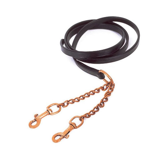 Equestrian Leather Lead And Twin Chain