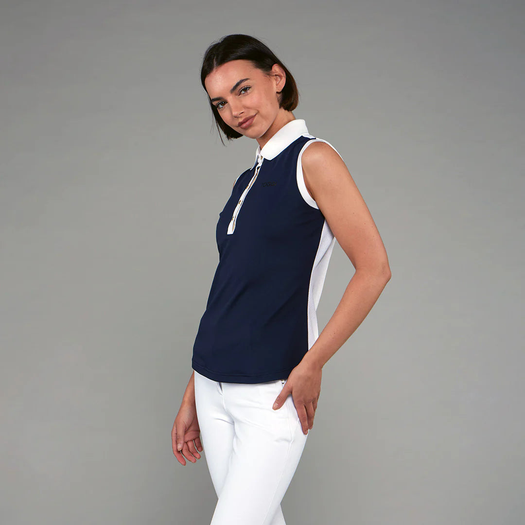 Toggi Haymarket Sleeveless Polo Shirt -Midnight Navy/White
