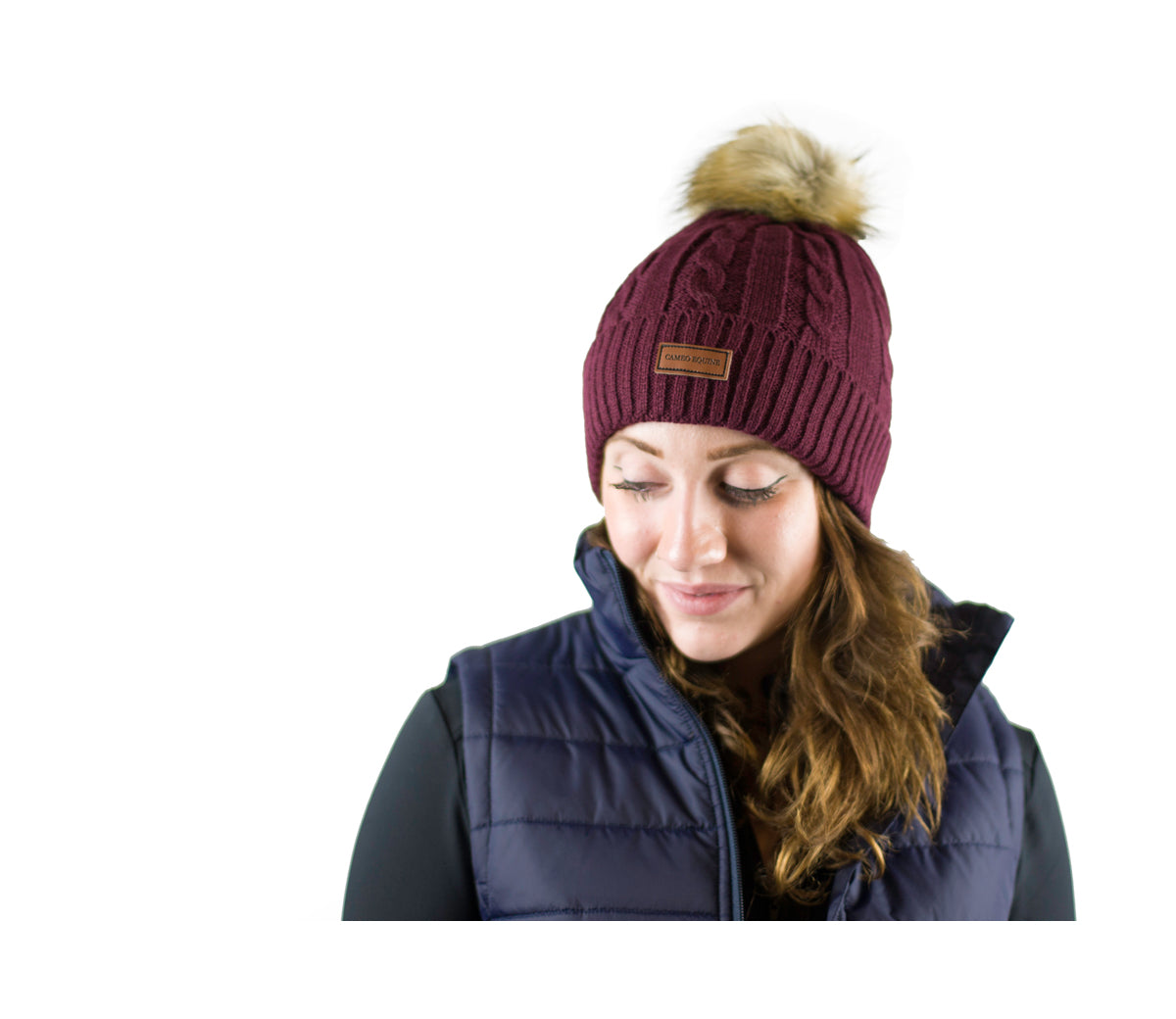 Cameo cable knit chunky bobble hat