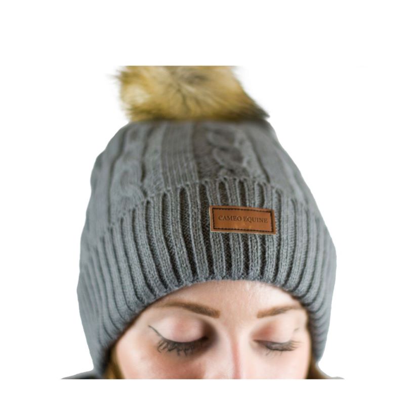 Cameo cable knit chunky bobble hat