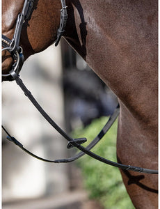 EQUILINE RUBBER GRIP REINS WITH NEW SHAPE MARTINGALE STOPPER AND HOOK & STUD CLOSURE