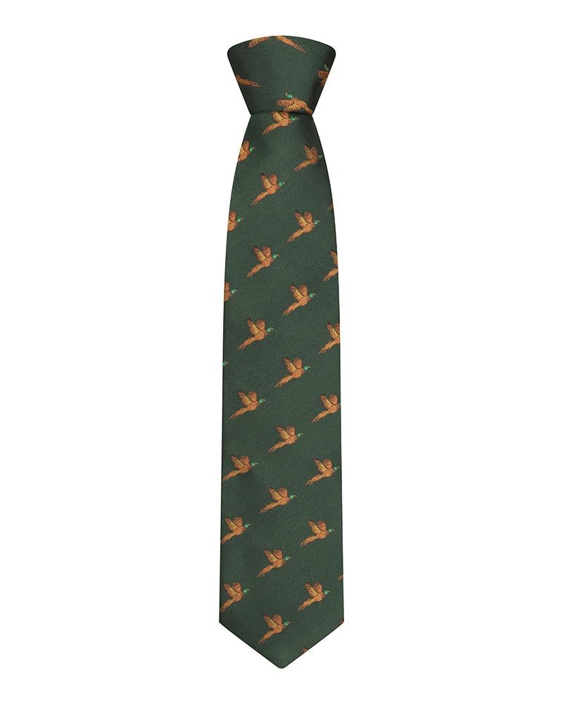 Hoggs of Fife Silk Woven Tie with Pheasants (Boxed)