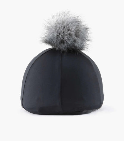 Jersey Hat Silk with Faux Fur Pom Pom