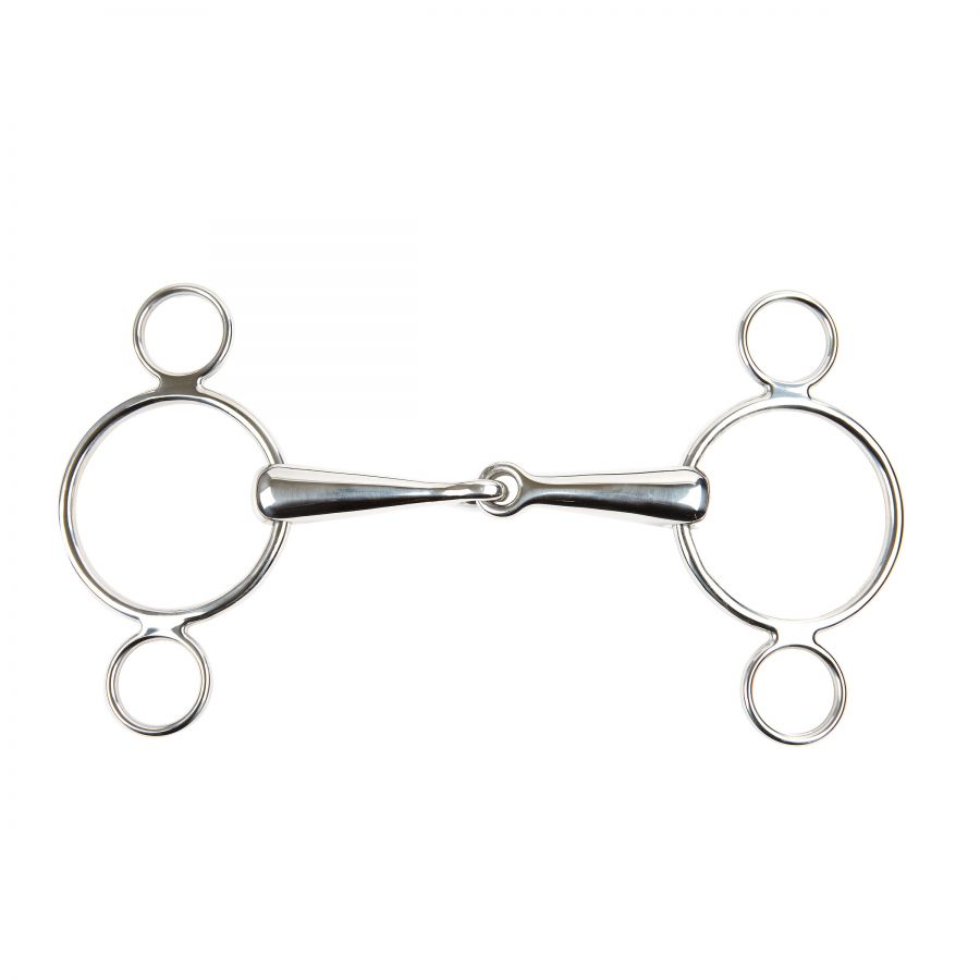 Stainless Steel Solid Jointed Mouth 2 Ring Gag Bit